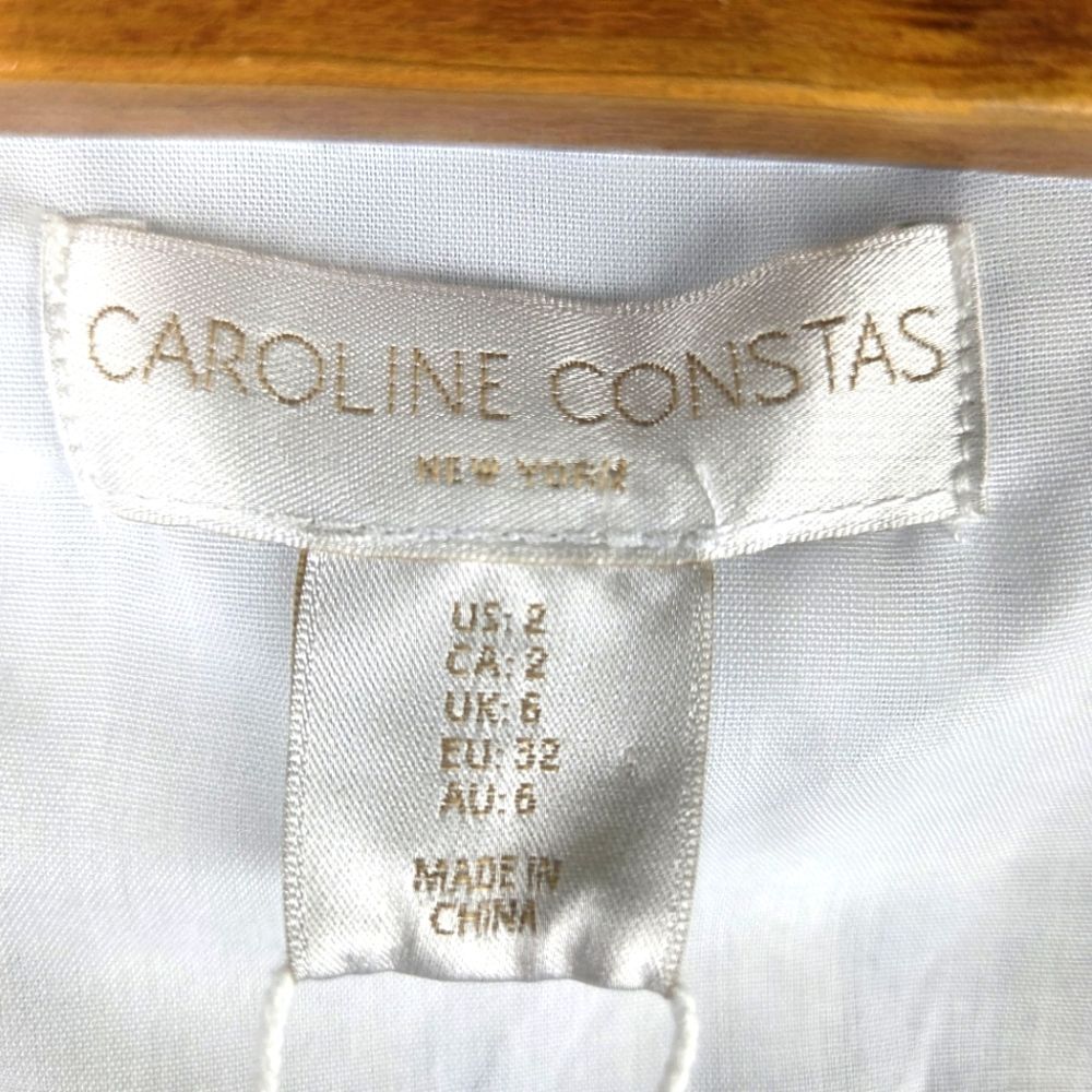 Caroline Constas NWT Linen Blend Floral Blue and White Mini Dress Size 02/XS - Picture 12 of 13
